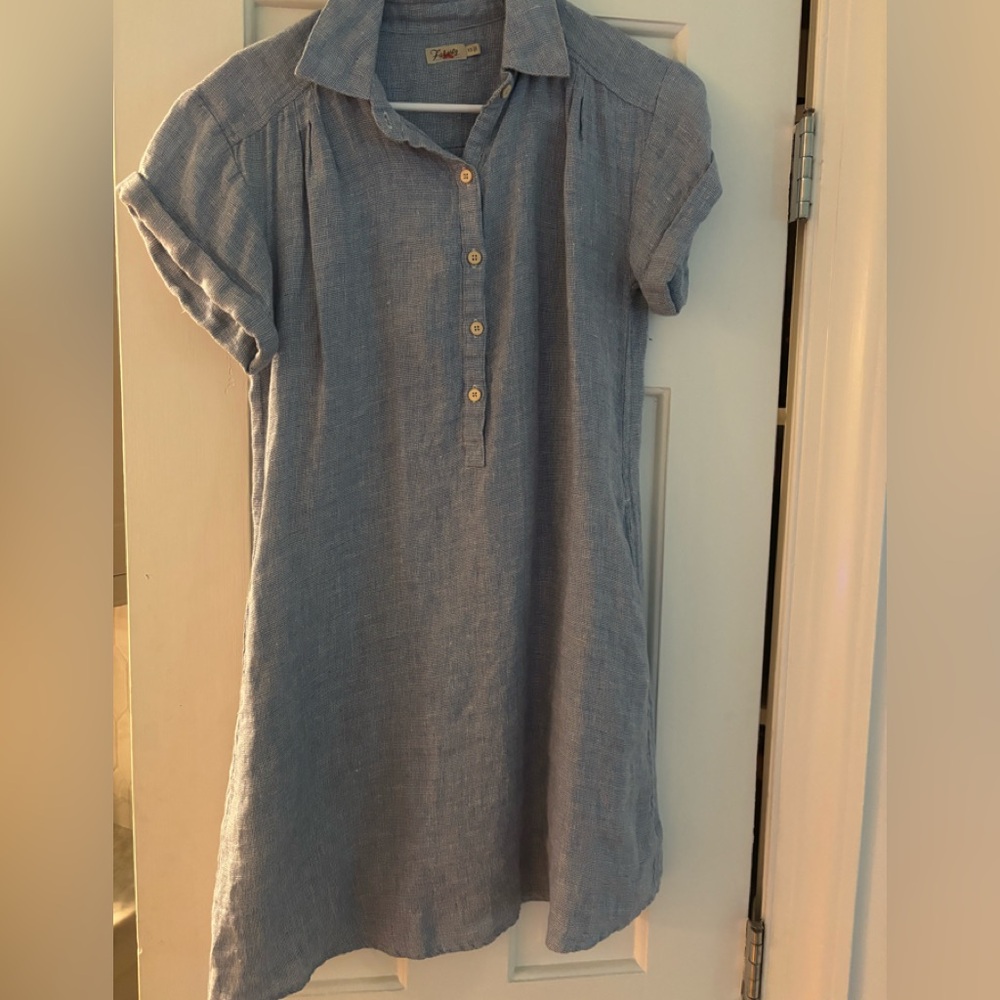 Faherty light Blue Button-Up Dress